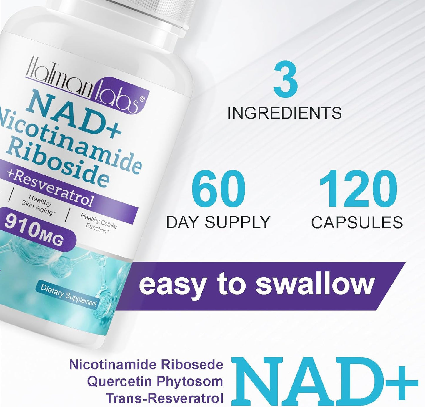 High Purity Liposomal NAD+ Supplement with Resveratrol & Quercetin - 120 Capsules for Anti-Aging, Focus, Energy - BoostGo Australia