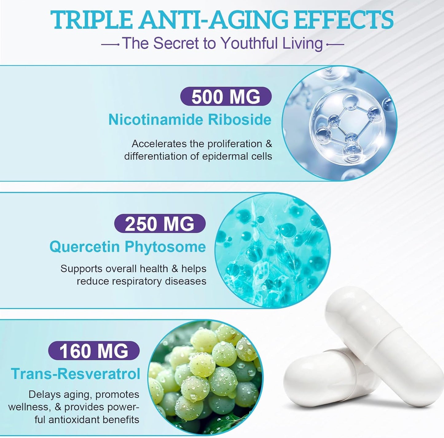 High Purity Liposomal NAD+ Supplement with Resveratrol & Quercetin - 120 Capsules for Anti-Aging, Focus, Energy - BoostGo Australia