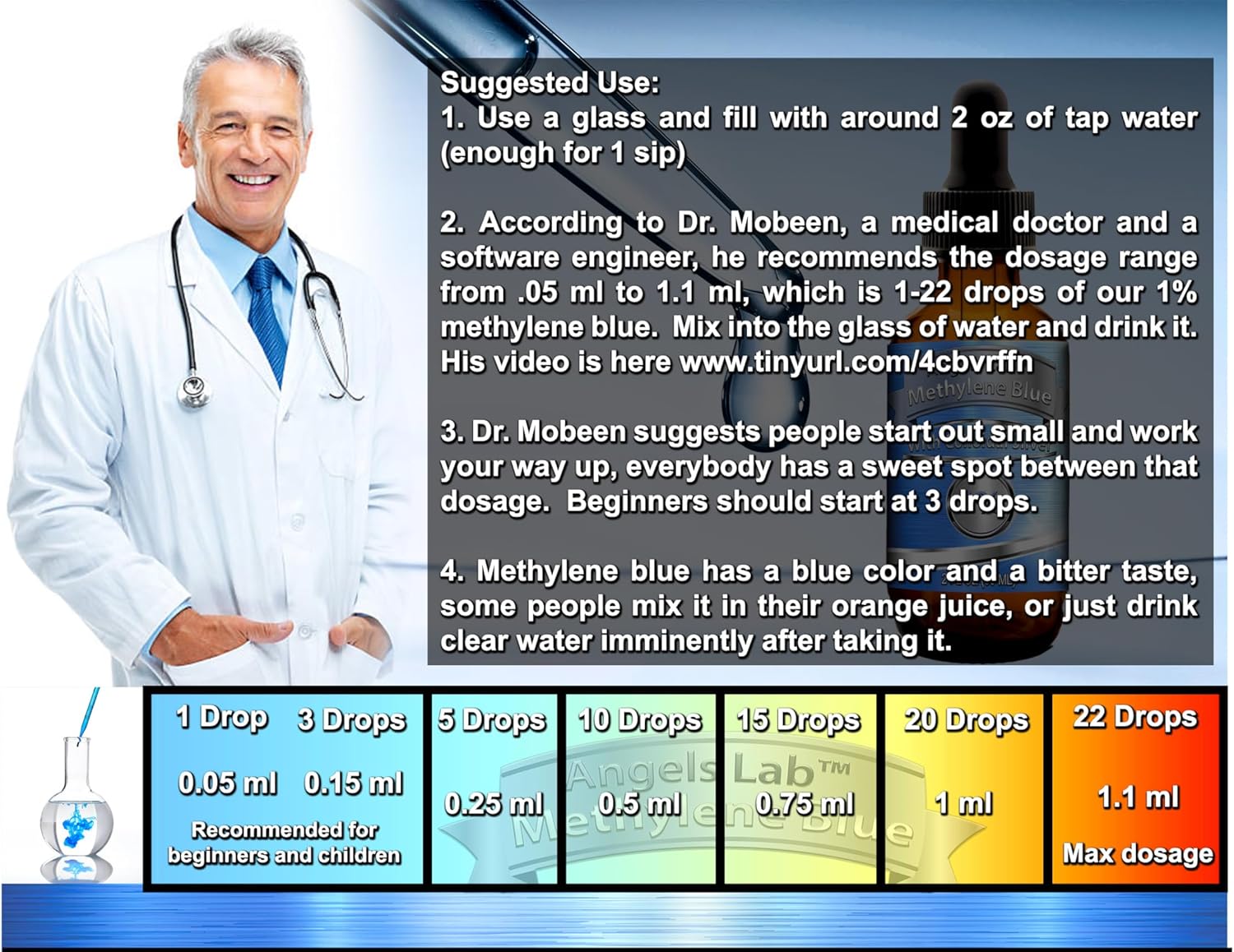 High Purity Methylene Blue 1% with Colloidal Silver Liquid Supplement for Brain Health - 4 oz Bottle