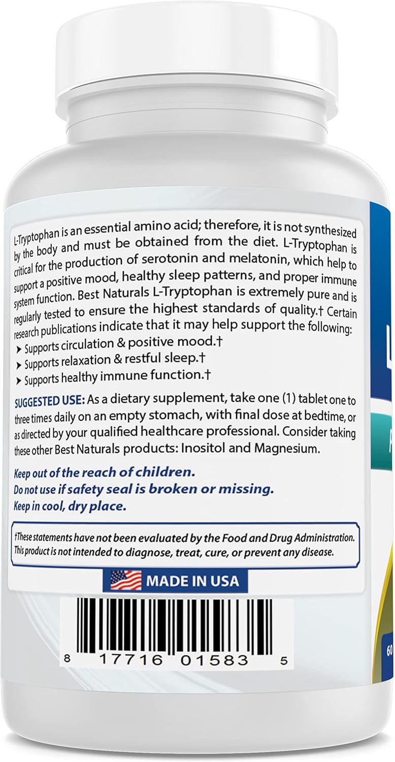 High-Quality 1000mg L-Tryptophan Tablets - 60 Count