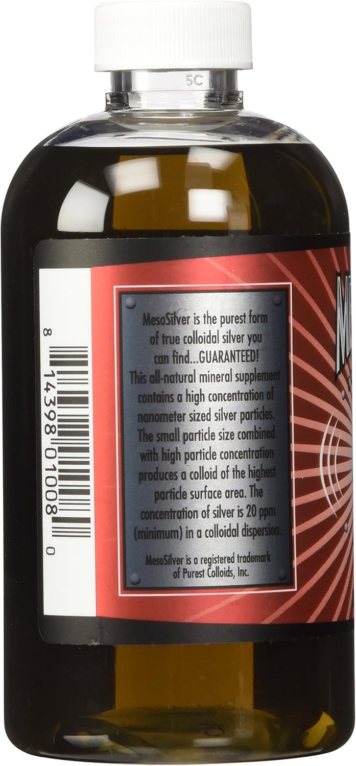 High-Quality 20 ppm Colloidal Silver Solution - 250 mL/8.45 Oz - Purest Colloids MesoSilver