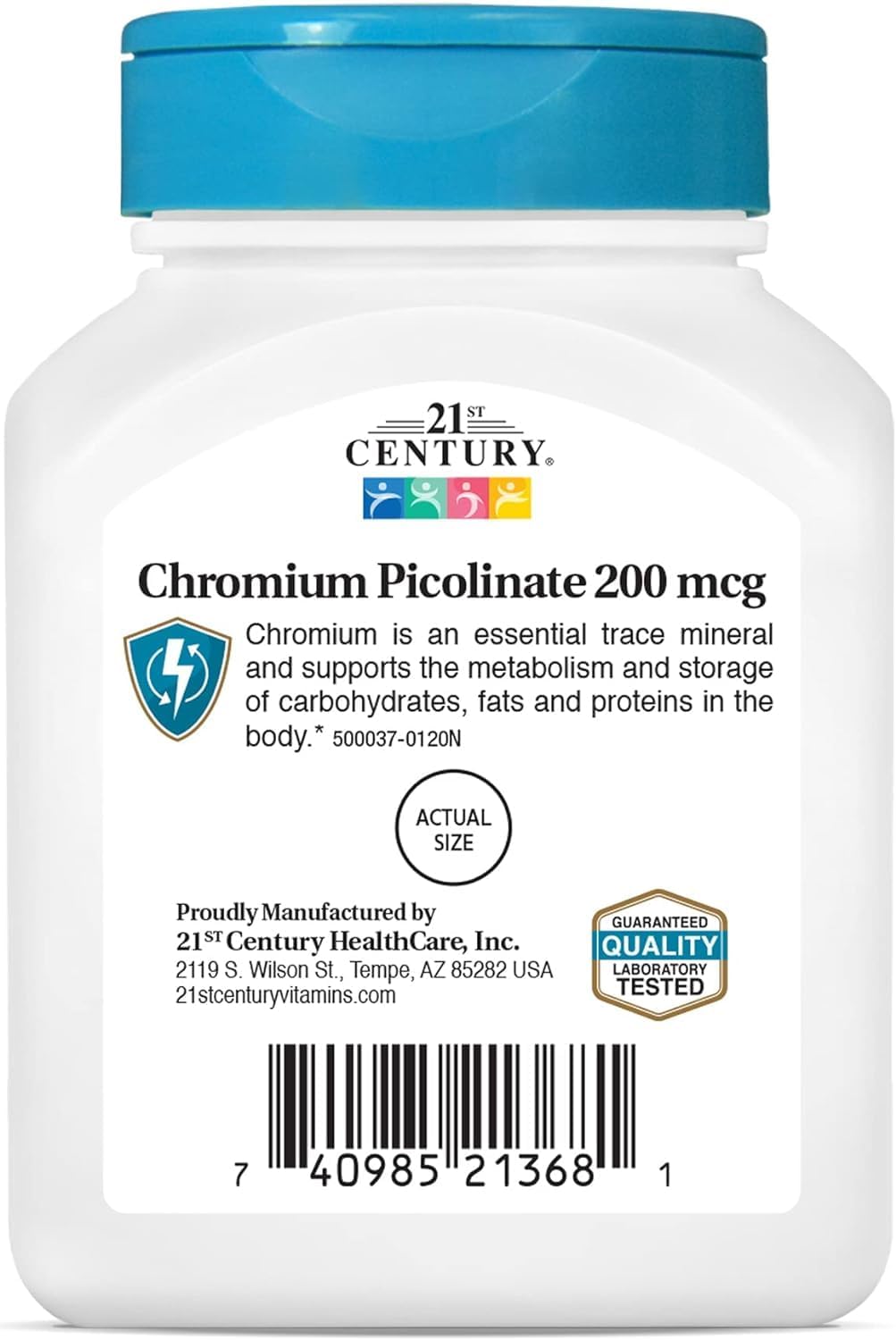 High-Quality 21st Century Chromium Picolinate Supplement - 200 mcg, 100 Tablets