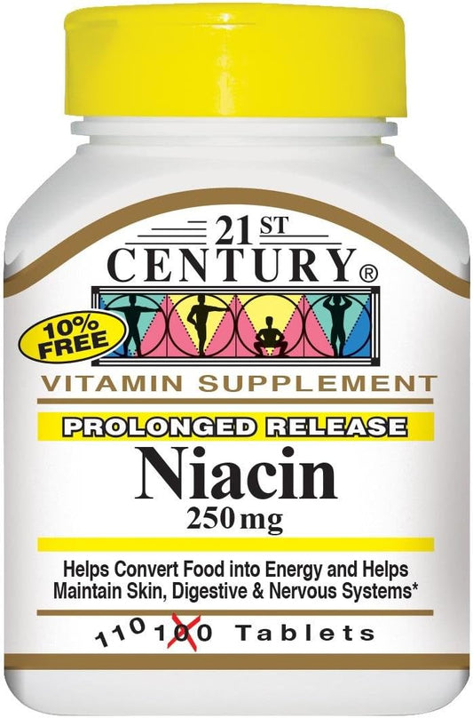 High-Quality 21st Century Niacin 250mg Extended Release Tablets - 110 Count
