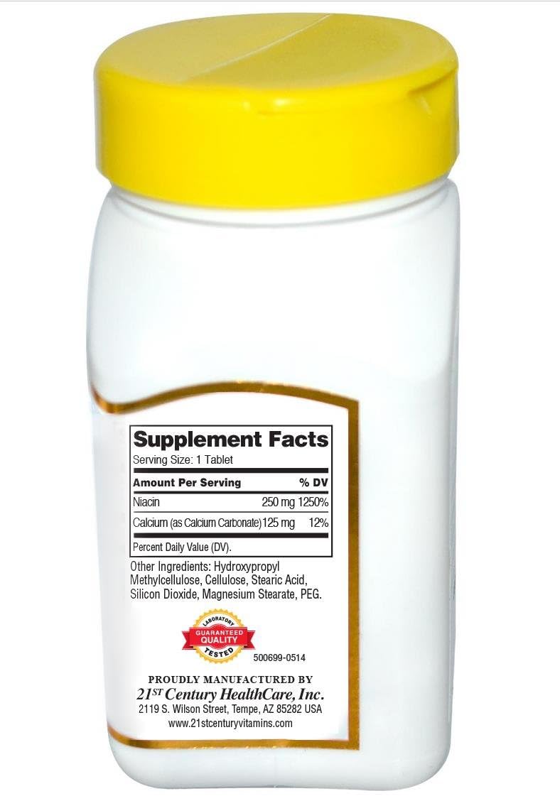 High-Quality 21st Century Niacin 250mg Extended Release Tablets - 110 Count