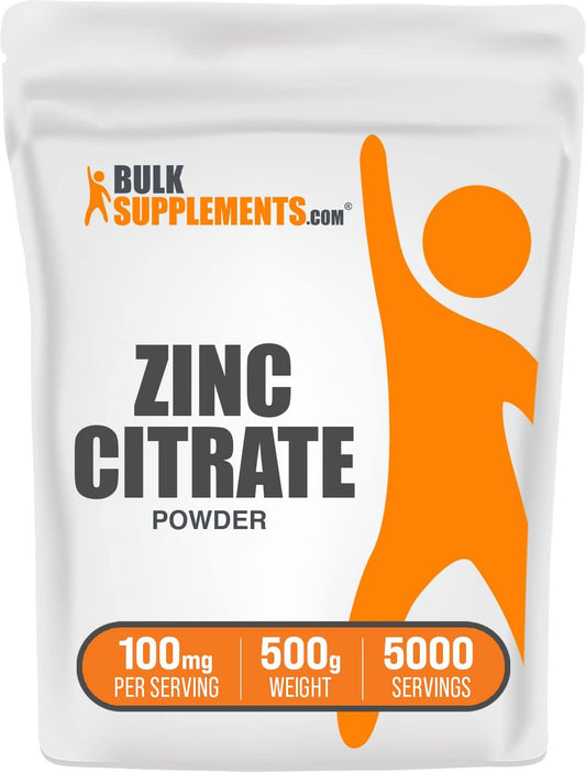 High-Quality 500g Zinc Citrate Powder for Immune Support - Gluten-Free, 30mg Zinc Supplements - Pure Zinc Citrate, 1.1 lbs Pack