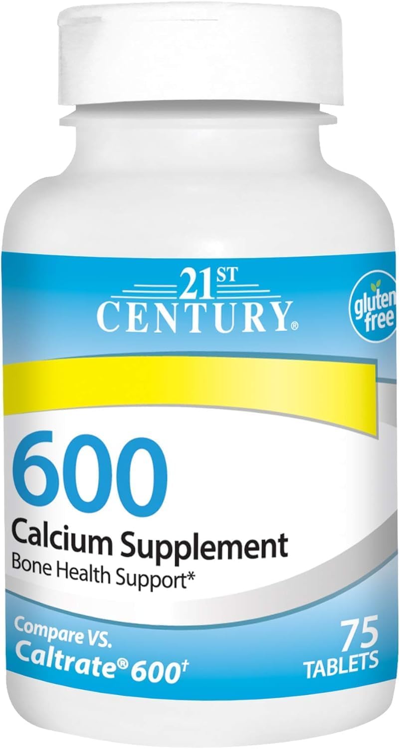 High Quality 600 mg Calcium Supplement in 21st Century, 75 Count Bottle for Strong Bones and Teeth