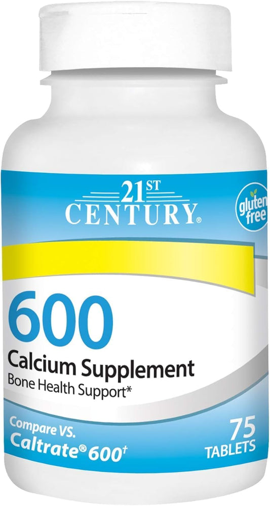 High Quality 600 mg Calcium Supplement in 21st Century, 75 Count Bottle for Strong Bones and Teeth