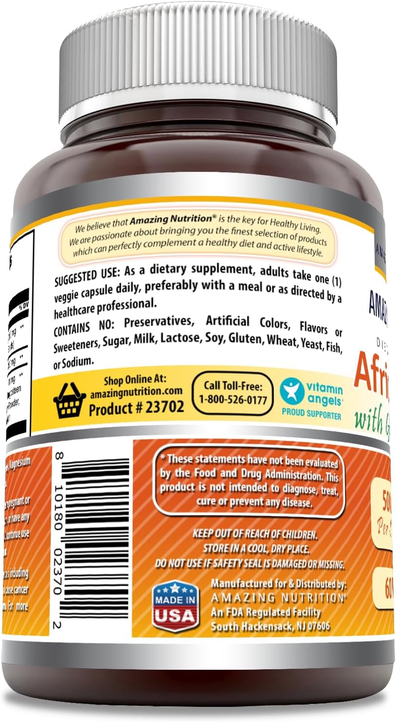 High-Quality African Mango with Green Tea Extract Supplement | 500 Mg per Serving | 60 Veggie Capsules | Non-GMO & Gluten-Free