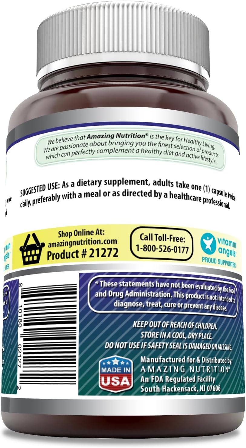 High Quality Alpha Lipoic Acid 200mg Capsules | Non-GMO & Gluten-Free | Made in USA | Amazing Nutrition (1 Pack, 120 Count)