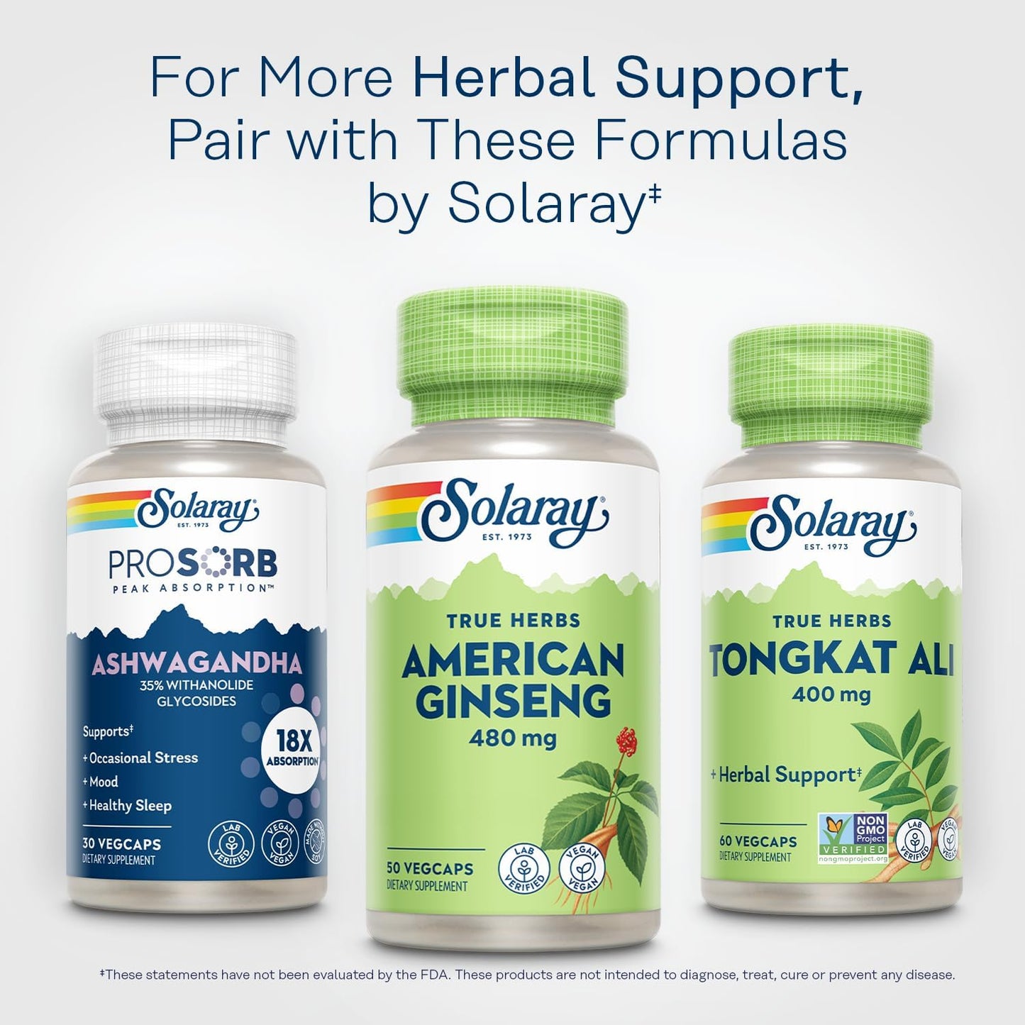 High-Quality American Ginseng Supplement for Stress Relief, Energy, and Endurance - 50 VegCaps by SOLARAY