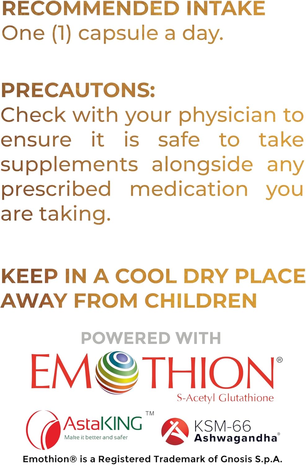 High-Quality Antioxidant Supplement with S-Acetyl Glutathione, Ashwagandha, Astaxanthin, Coenzyme Q10 - 30 Capsules, 500mg