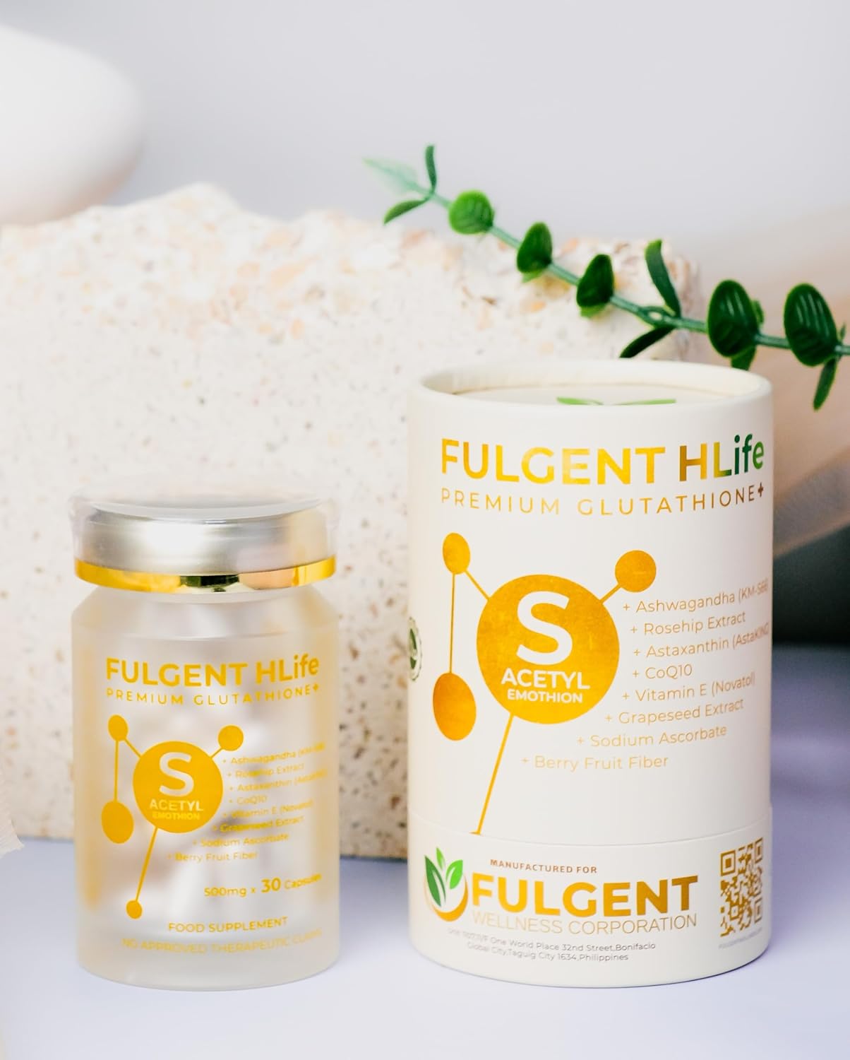 High-Quality Antioxidant Supplement with S-Acetyl Glutathione, Ashwagandha, Astaxanthin, Coenzyme Q10 - 30 Capsules, 500mg