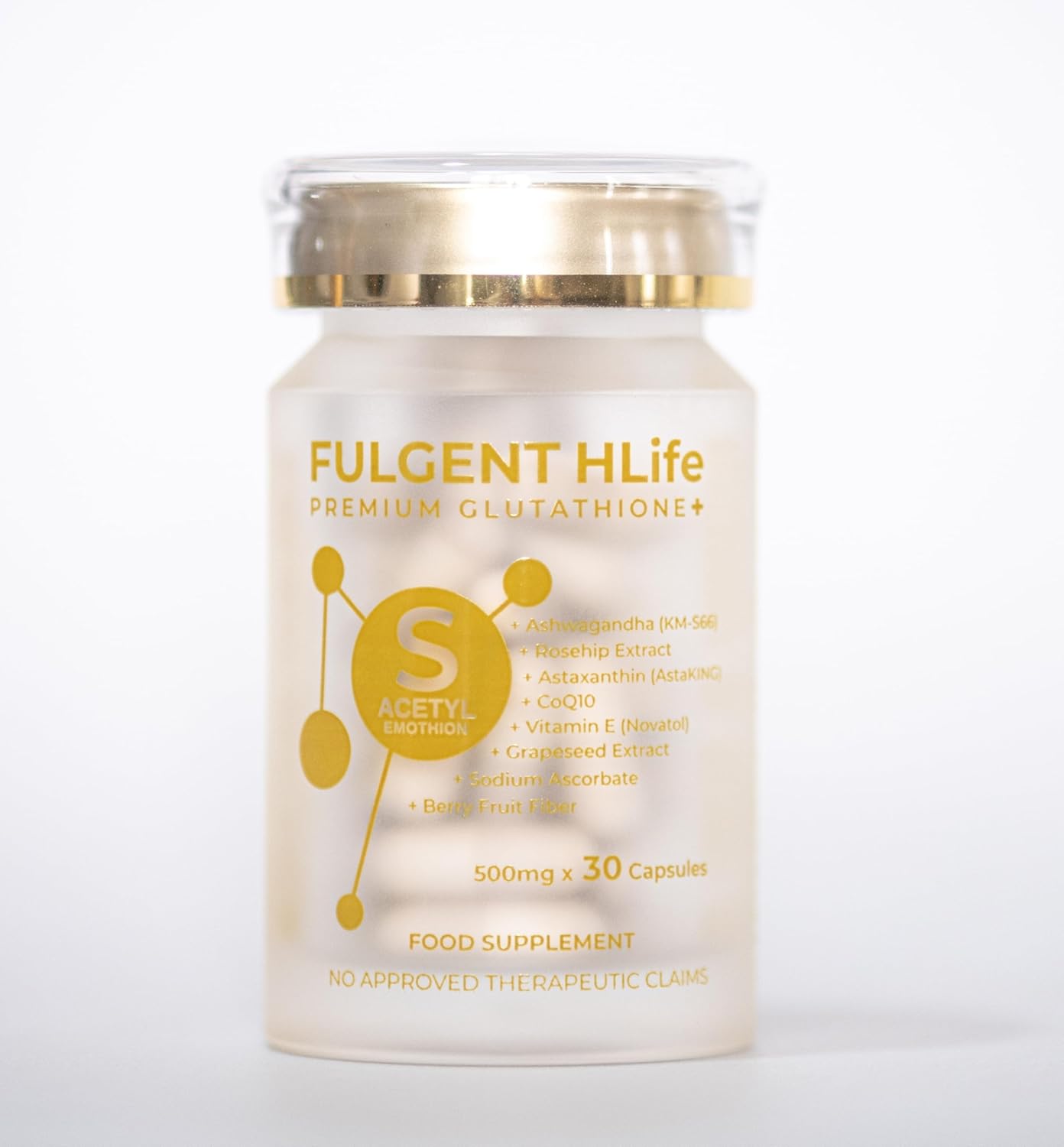 High-Quality Antioxidant Supplement with S-Acetyl Glutathione, Ashwagandha, Astaxanthin, Coenzyme Q10 - 30 Capsules, 500mg