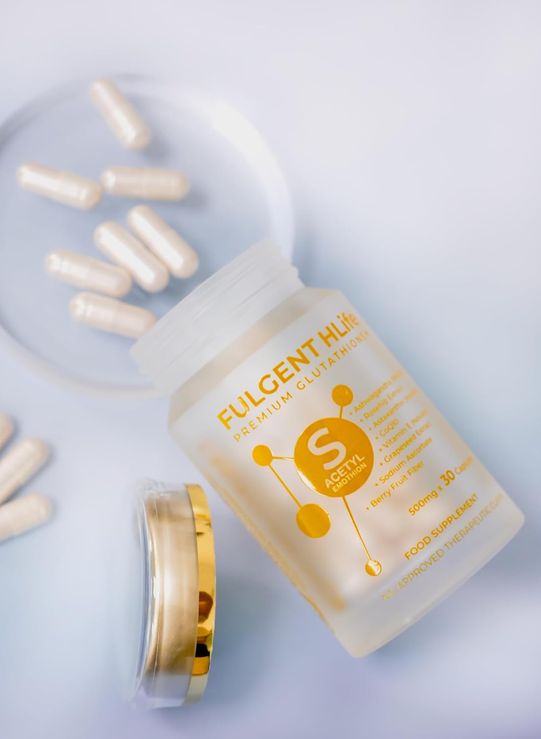 High-Quality Antioxidant Supplement with S-Acetyl Glutathione, Ashwagandha, Astaxanthin, Coenzyme Q10 - 30 Capsules, 500mg