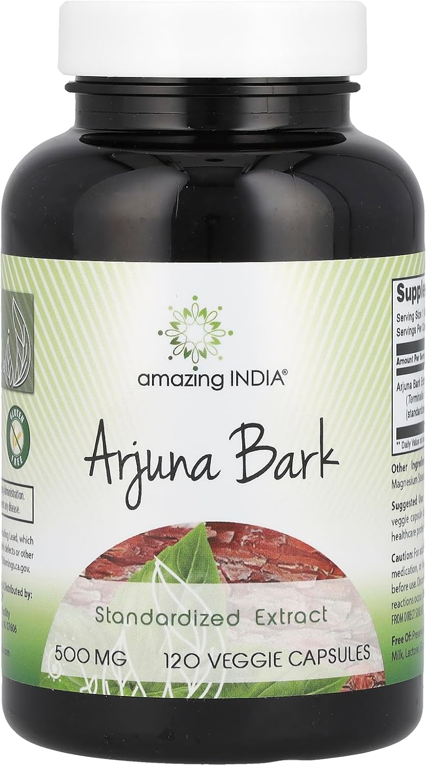 High-Quality Arjuna Bark Extract Supplement 500mg - 120 Veggie Capsules - Non-GMO & Gluten Free - Made in USA