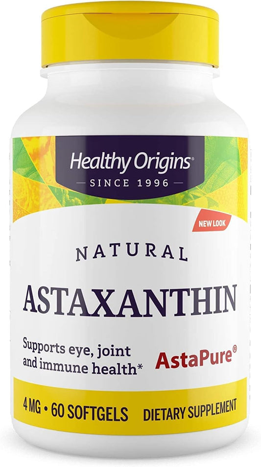 High-Quality Astaxanthin (AstaPure) Softgels - 4 mg, 60 Count - Supports Overall Health and Well-Being