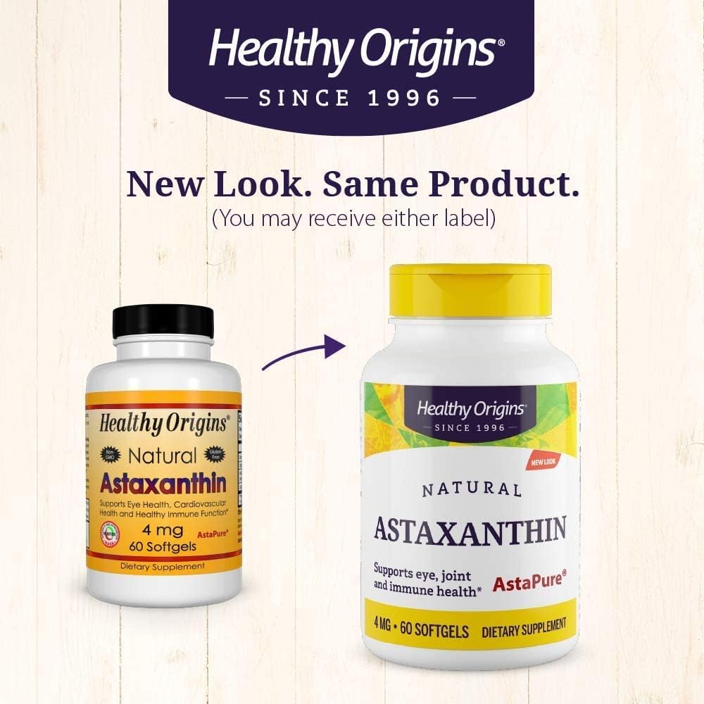High-Quality Astaxanthin (AstaPure) Softgels - 4 mg, 60 Count - Supports Overall Health and Well-Being
