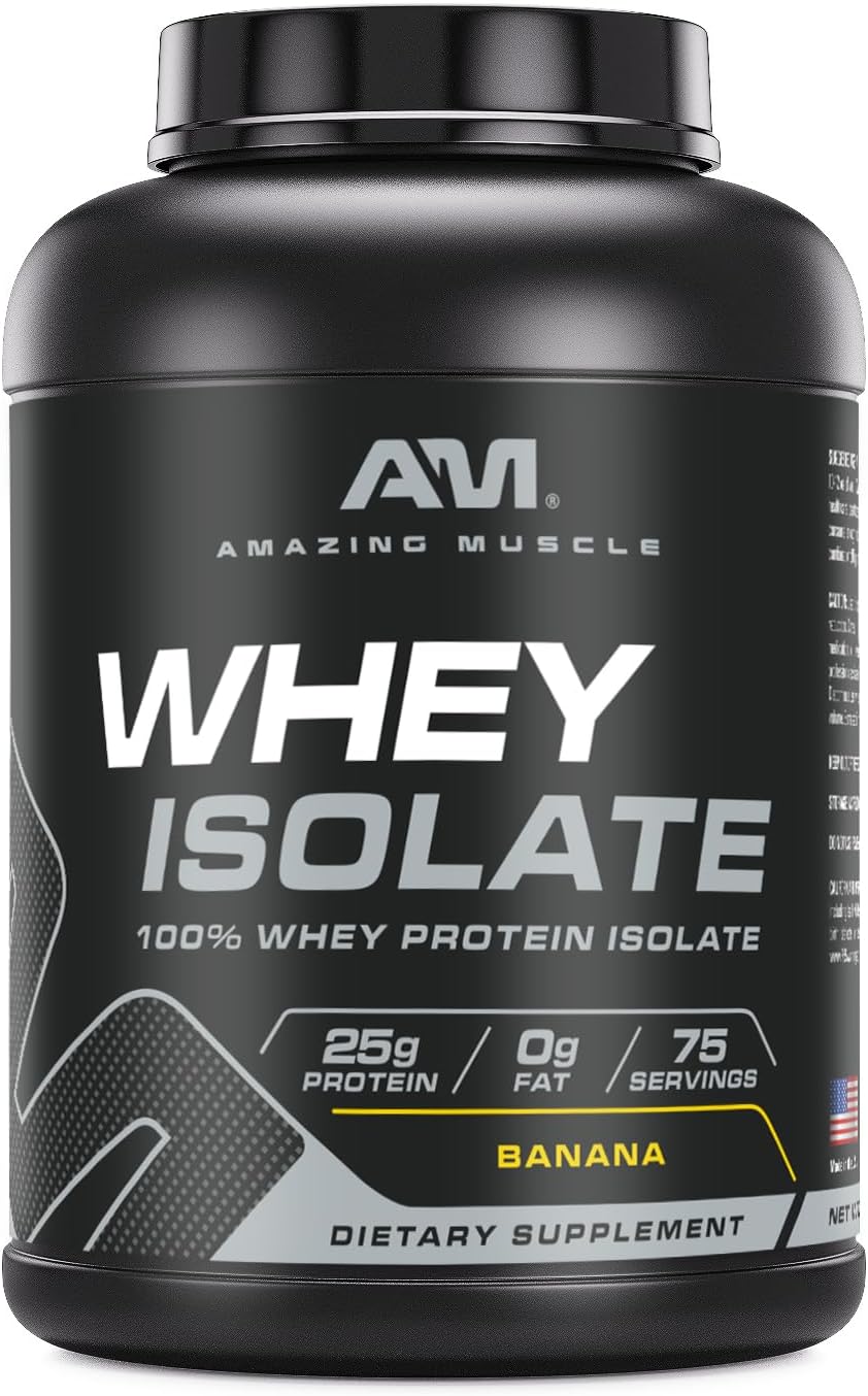 High-Quality Banana Whey Protein Isolate Powder | 25g Protein Per Serving | 100% Whey Isolate | Zero Fat | Made in USA | 5lb