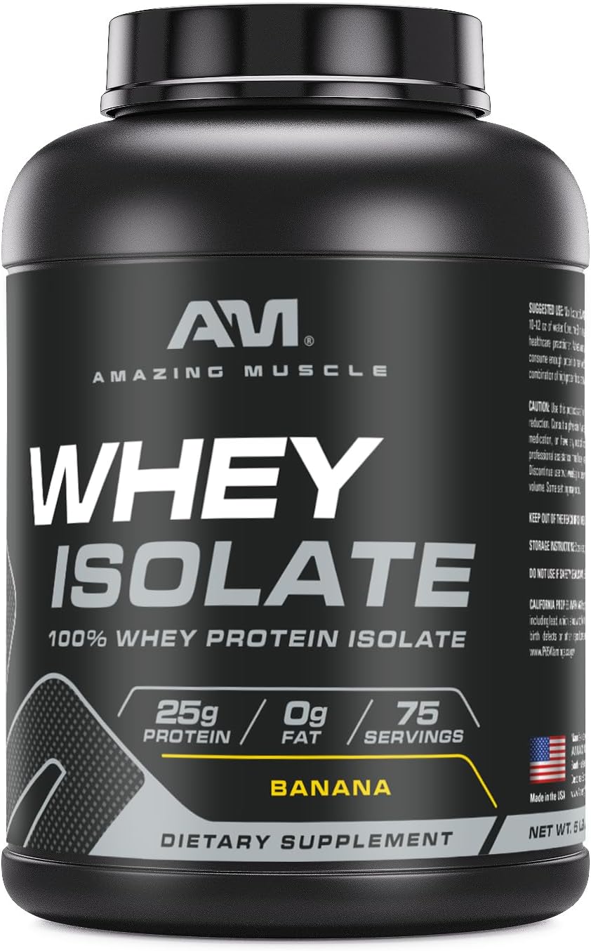 High-Quality Banana Whey Protein Isolate Powder | 25g Protein Per Serving | 100% Whey Isolate | Zero Fat | Made in USA | 5lb
