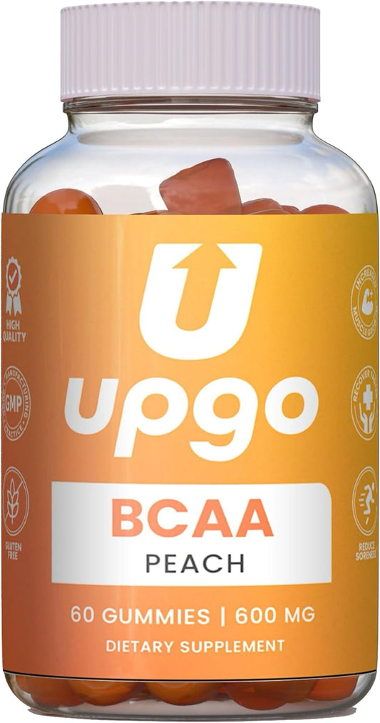 High-Quality BCAA Gummies: 600mg Amino Acid Supplement, 30 Servings, Peach Flavor, Made in the USA