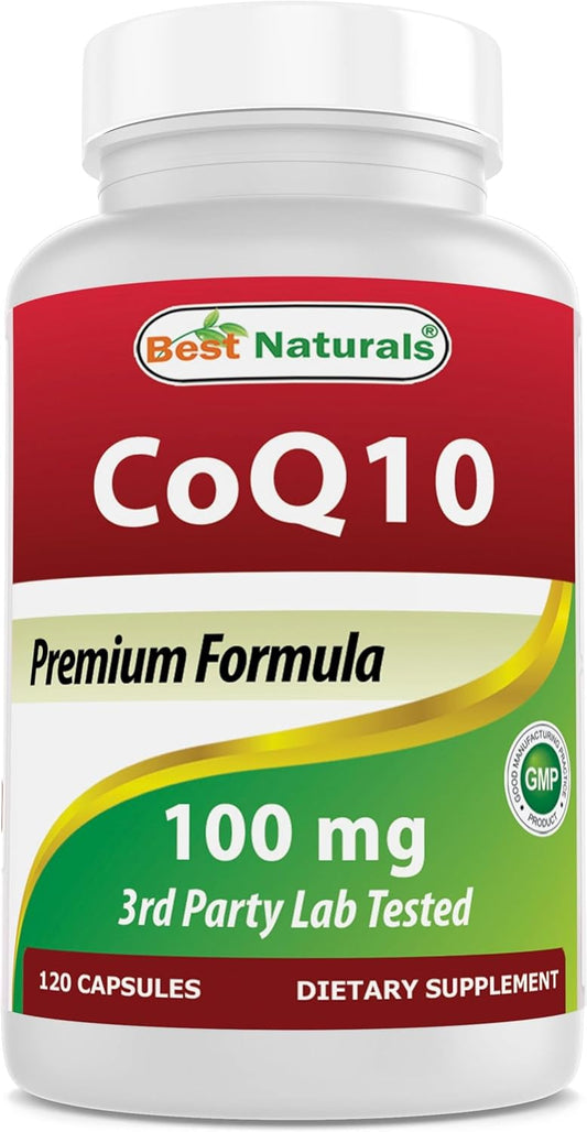 High-Quality Best Naturals COQ10 Supplement - 100 mg - 120 Capsules for Heart Health and Energy Support