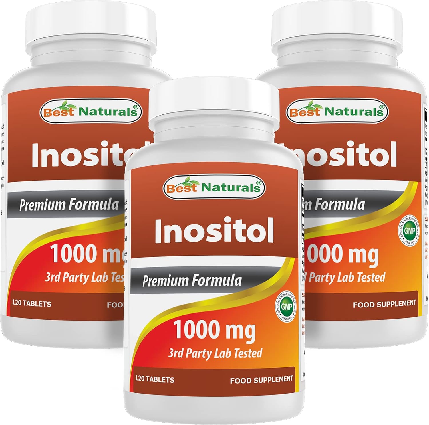 High Quality Best Naturals Inositol 1000 mg Tablets - Pack of 120 Tablets (1 or 3 Pack)