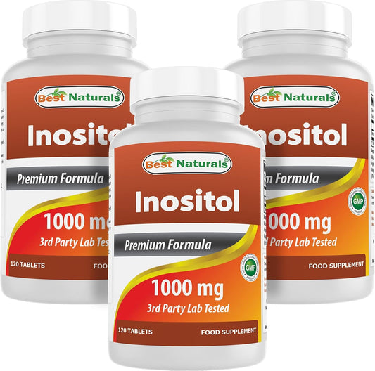 High Quality Best Naturals Inositol 1000 mg Tablets - Pack of 120 Tablets (1 or 3 Pack)