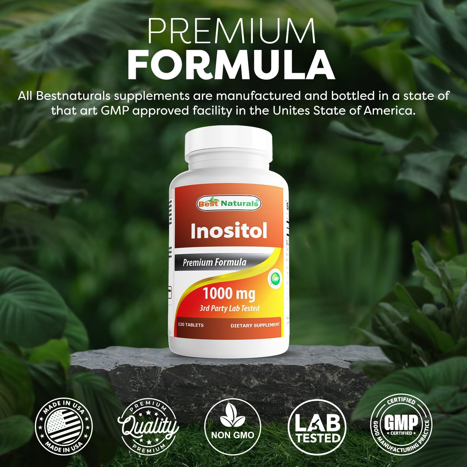 High Quality Best Naturals Inositol 1000 mg Tablets - Pack of 120 Tablets (1 or 3 Pack)