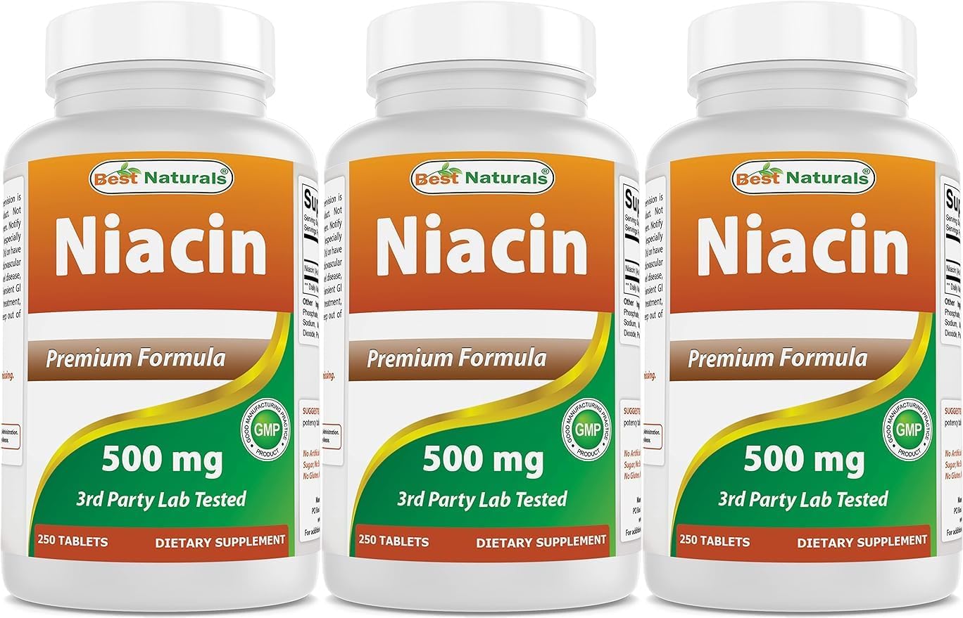 High Quality Best Naturals Niacin 500mg 250 Tablets - Vitamin B3 Supplement (750 Count)