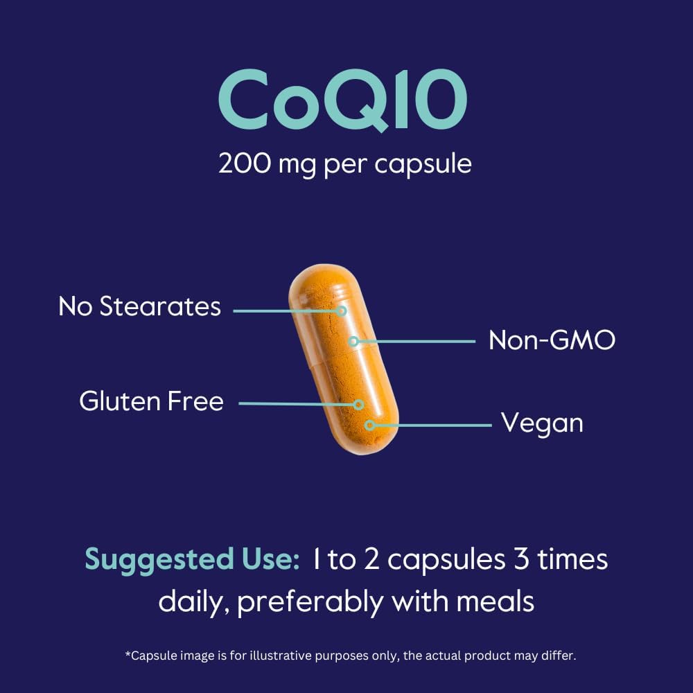 High Quality BESTVITE CoQ10 200mg Capsules - 120 Vegetarian, Fermented, Vegan, Gluten Free, Non GMO Formula