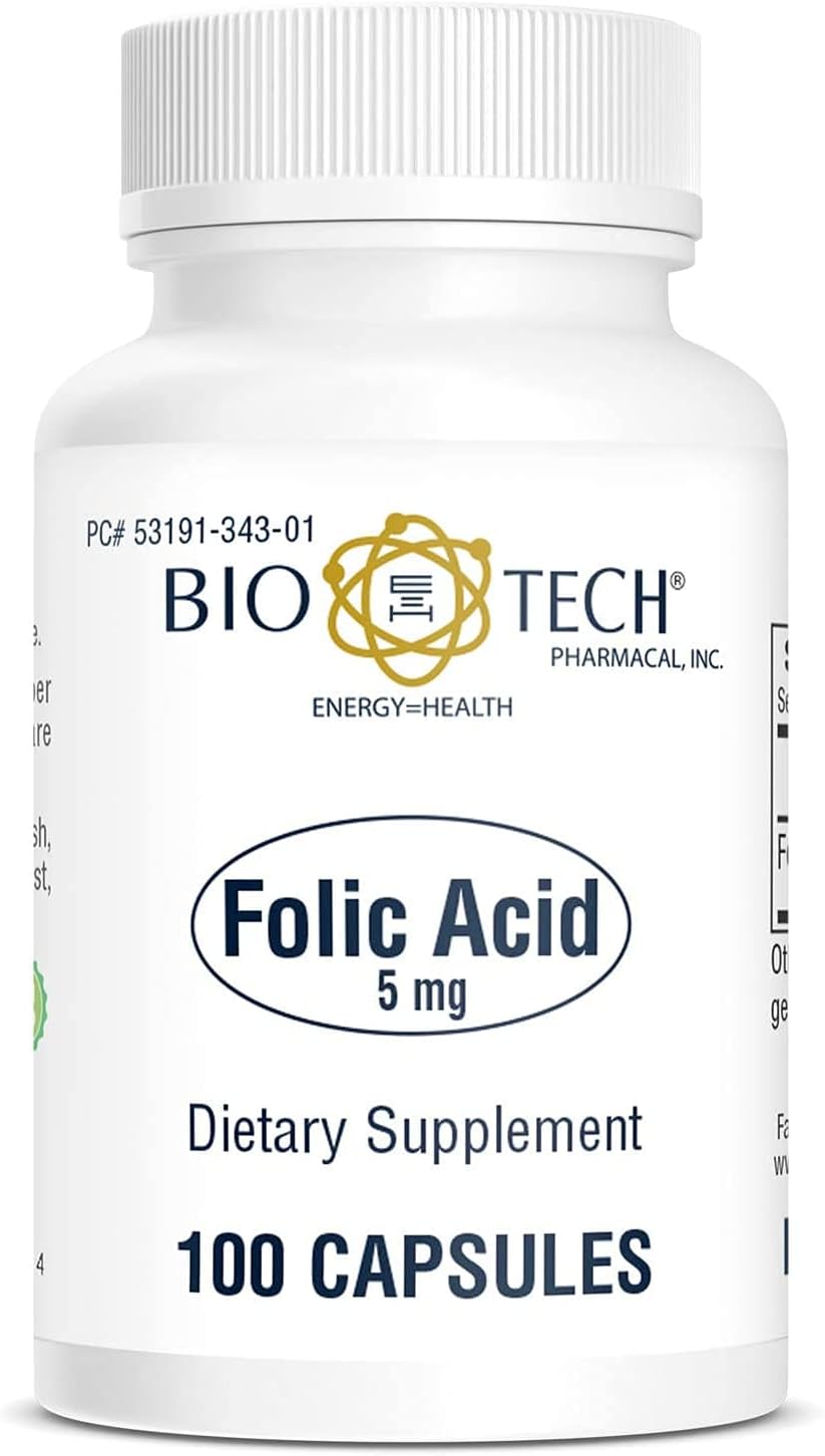 High-Quality Bio-Tech Pharmacal Folic Acid Supplements - 5mg, 100 Tablets