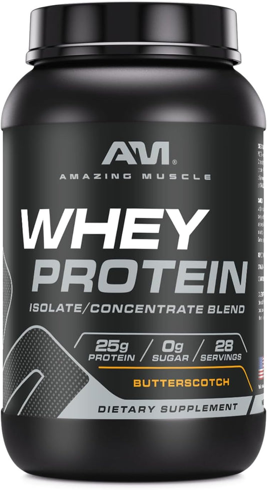 High-Quality Butterscotch Whey Protein Isolate & Concentrate Supplement | 25g per Serving | 2lb (0.90kg) | Non-GMO & Gluten-Free by Amazing Nutrition