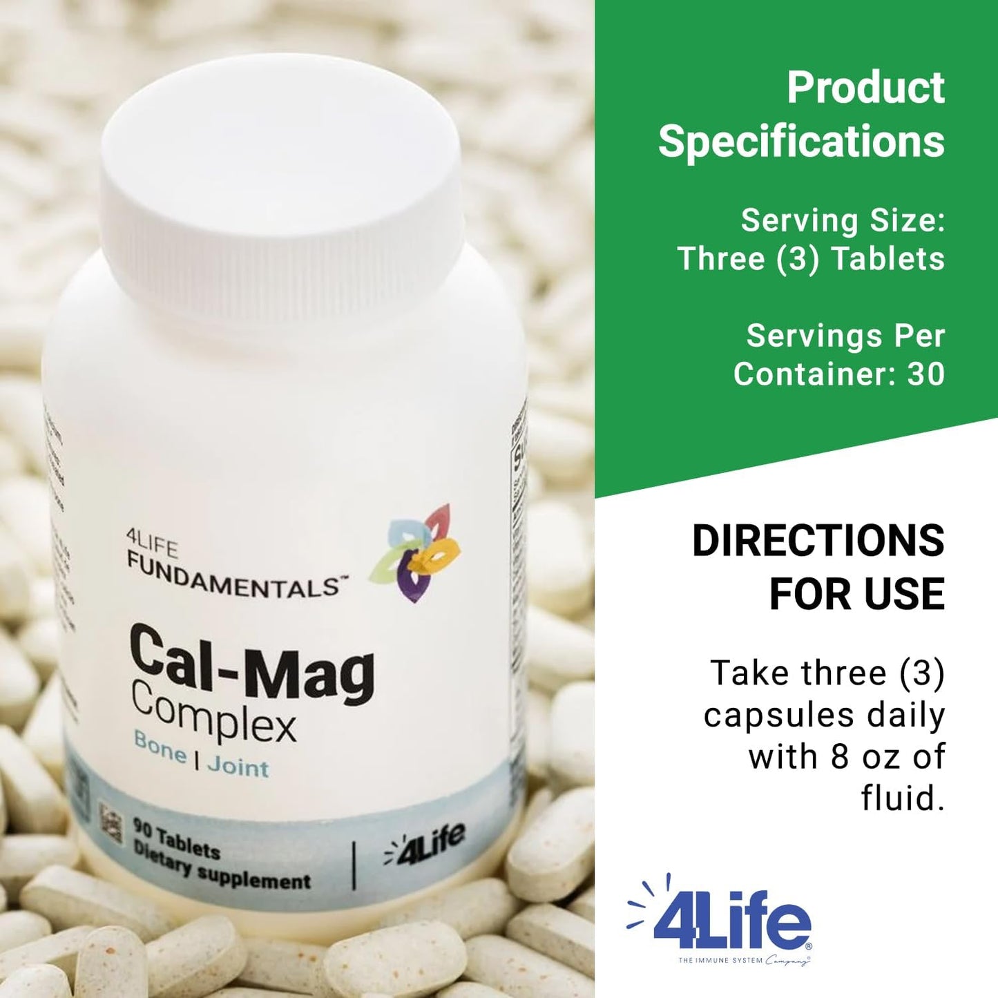 High-Quality Cal-Mag Complex Supplement - 90 Tablets with Calcium, Magnesium, Vitamin D, and K
