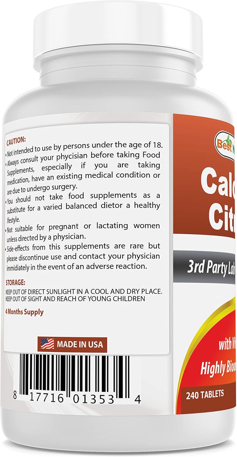 High-Quality Calcium Citrate with Vitamin D-3 in 240 Tablets - 240 Count Pack - BoostGo Australia