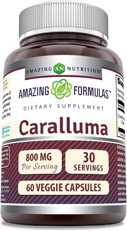 High-Quality Caralluma Supplement | 800 Mg Per Serving | 60 Veggie Capsules | Non-GMO & Gluten-Free | Made in USA by Amazing Nutrition