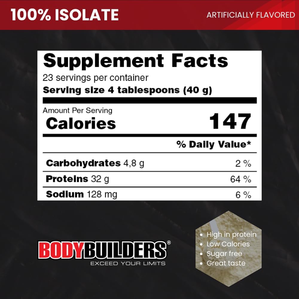 High-Quality Chocolate Flavored 100% Whey Protein Isolate for Bodybuilders (1.98 lbs)