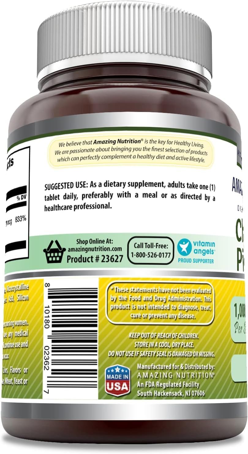High-Quality Chromium Picolinate 1000mcg Tablets | Non-GMO & Gluten-Free | Made in the USA | 2 Pack, 120 Count