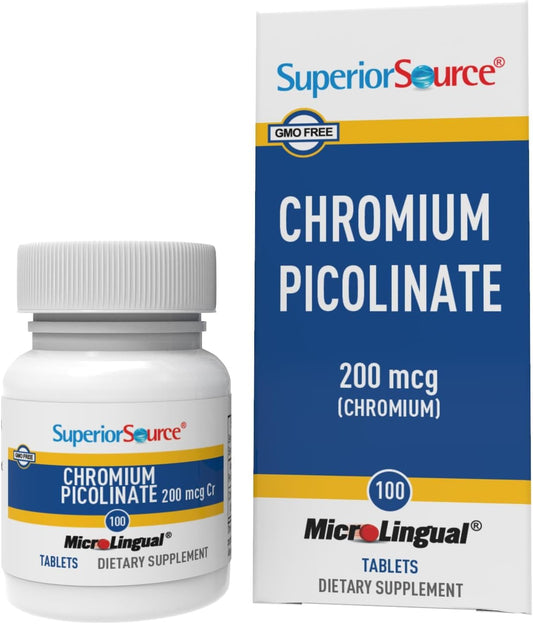 High-Quality Chromium Picolinate Supplement for Sugar Metabolism Support - 500 mcg, 50 Tablets - Men and Women's Health Mineral Aid