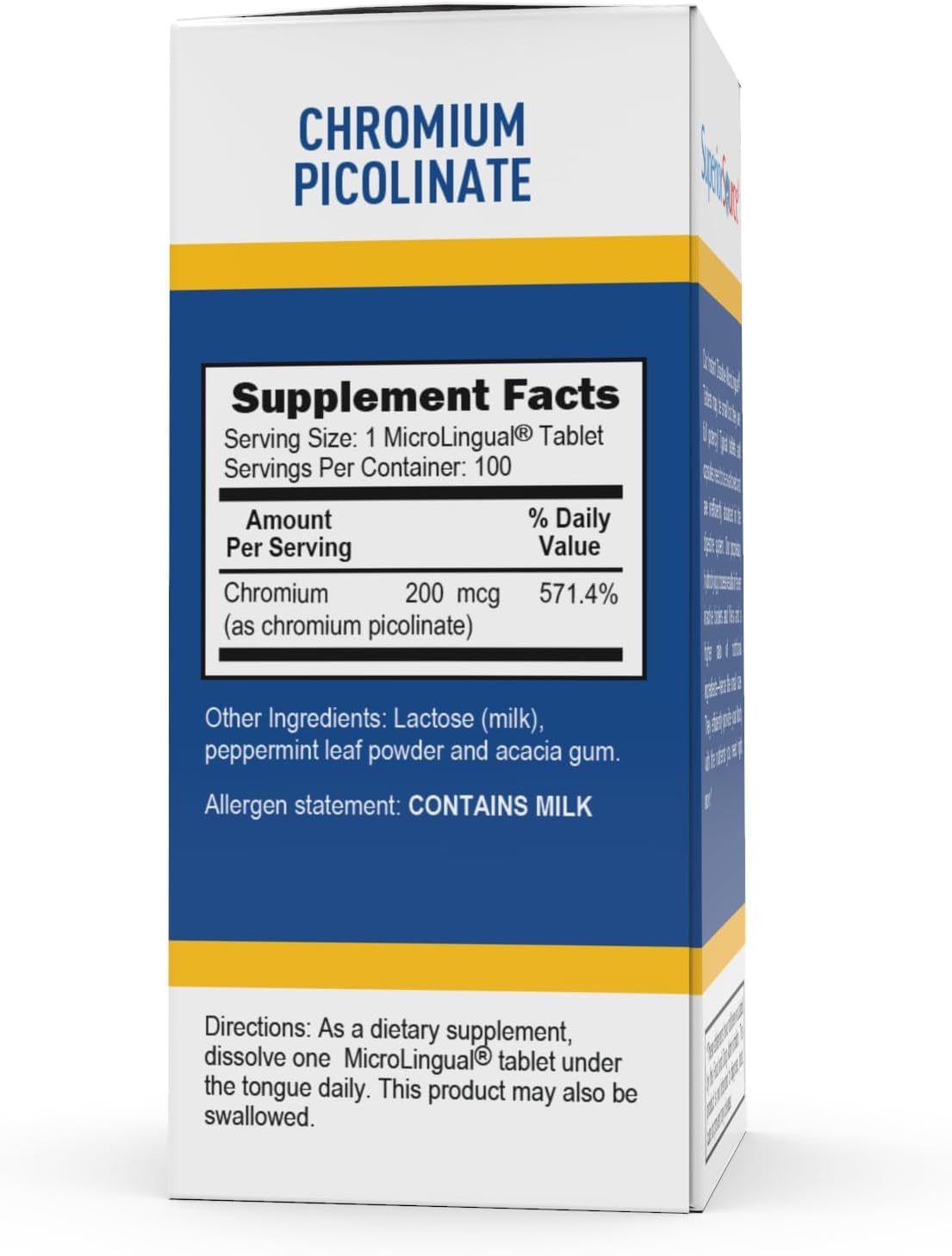 High-Quality Chromium Picolinate Supplement for Sugar Metabolism Support - 500 mcg, 50 Tablets - Men and Women's Health Mineral Aid