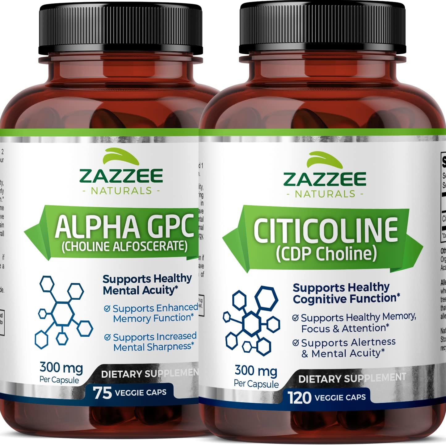 High-Quality Citicoline CDP Choline and Alpha GPC Choline Capsules by Zazzee
