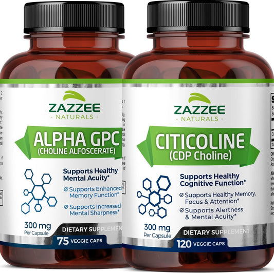 High-Quality Citicoline CDP Choline and Alpha GPC Choline Capsules by Zazzee