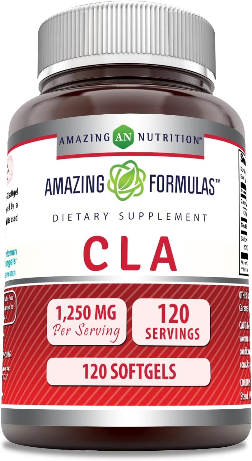 High Quality CLA Supplement 1250mg Softgels | Non-GMO & Gluten-Free | Made in USA | Amazing Nutrition Formula (120 Count)