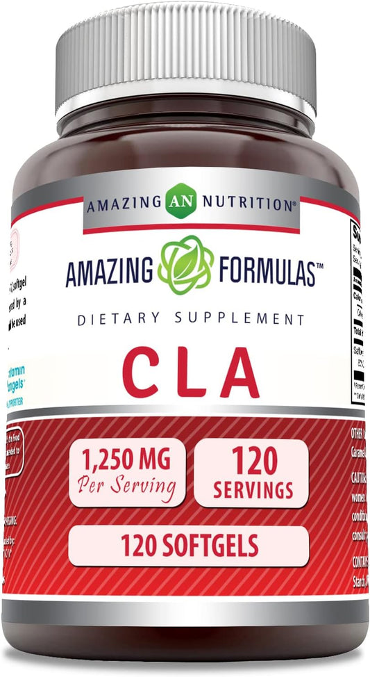 High Quality CLA Supplement 1250mg Softgels | Non-GMO & Gluten-Free | Made in USA | Amazing Nutrition Formula (120 Count)