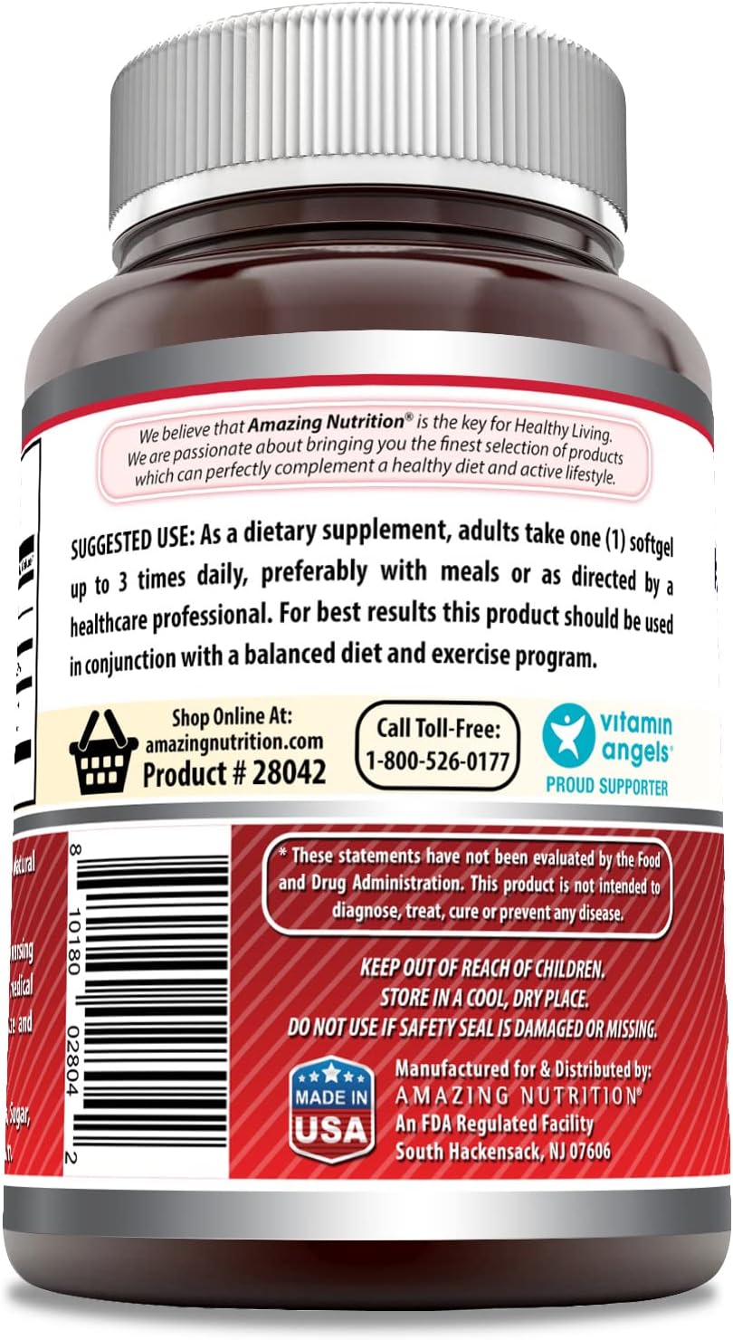 High Quality CLA Supplement 1250mg Softgels | Non-GMO & Gluten-Free | Made in USA | Amazing Nutrition Formula (120 Count)