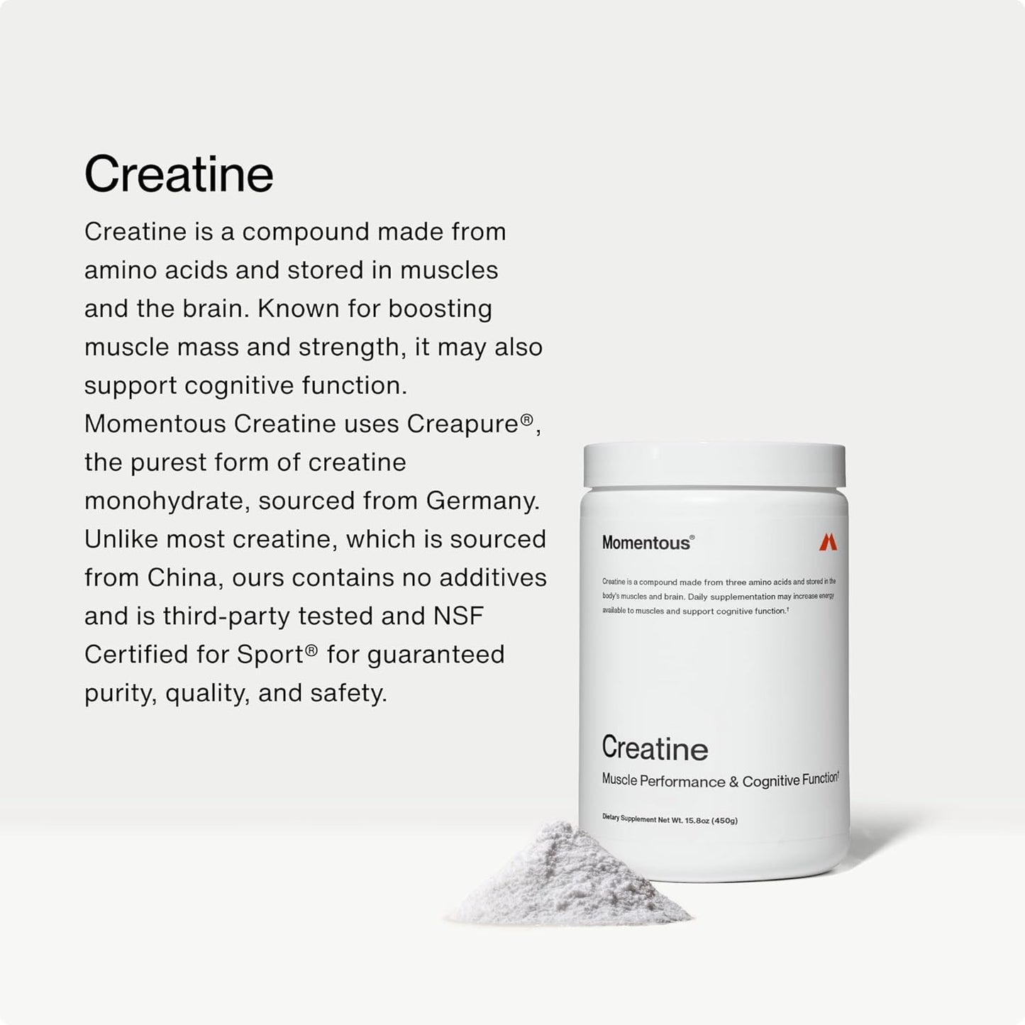 High-Quality Creapure Creatine Monohydrate Powder for Strength, Lean Muscle, & Recovery - 5g per Serving, 90 Servings - Ideal for Men & Women