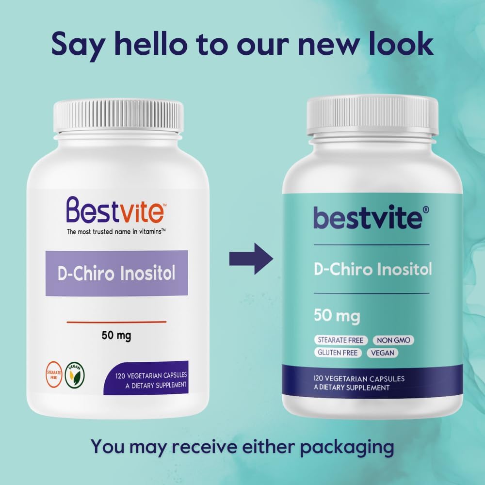 High Quality D-Chiro Inositol Supplement (120 Capsules) - Vegan, Non-GMO, Gluten-Free - 40:1 Inositol Ratio - No Stearates