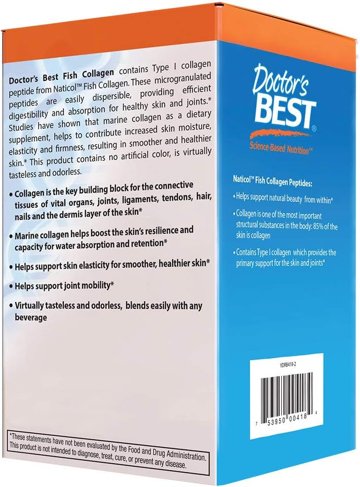 High-Quality Doctor's Best Naticol Fish Collagen Powder Sticks for Skin, Nails, and Joints - 30 Pack