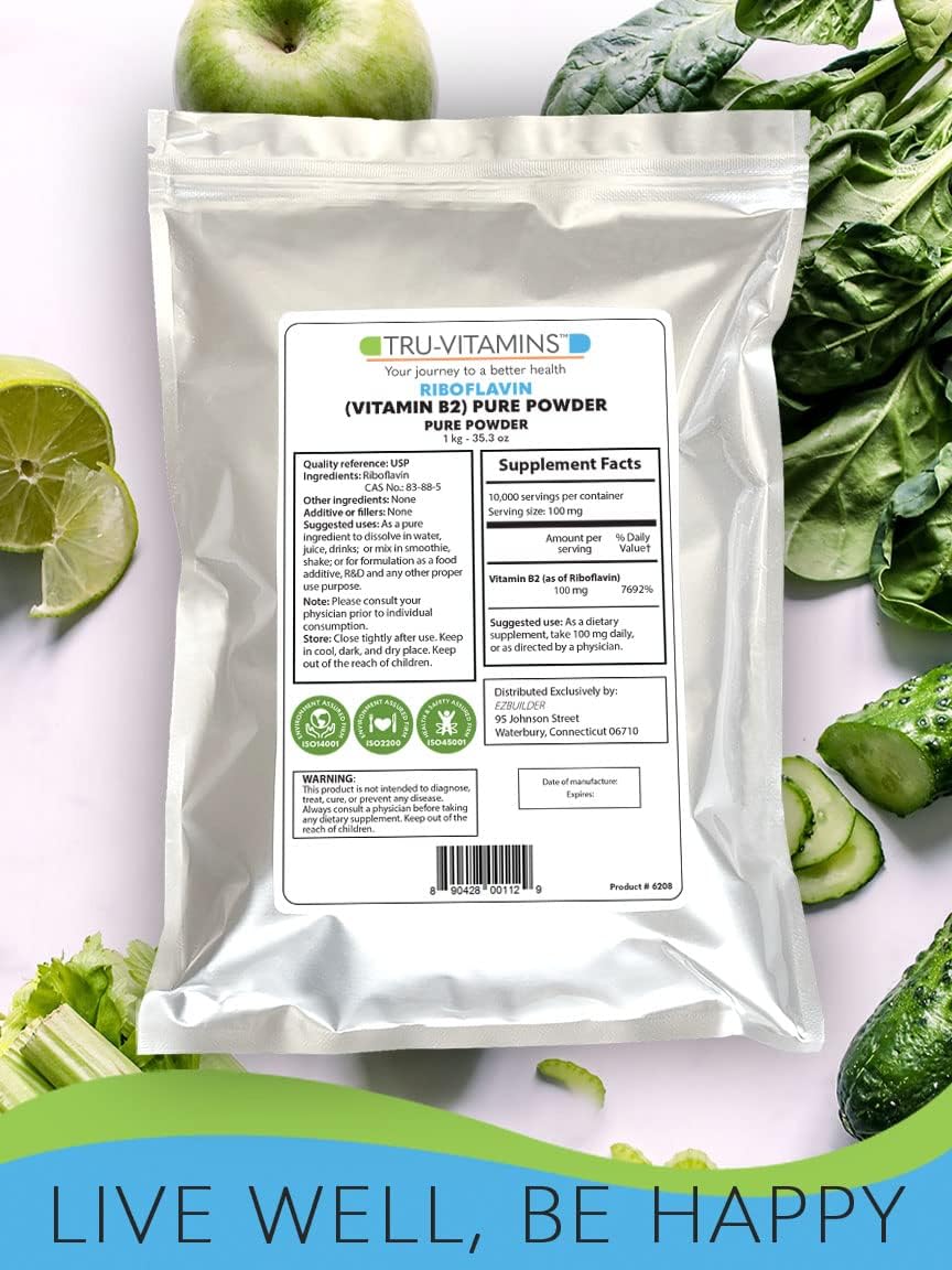 High-Quality EZ BUILDER Vitamin B2 Riboflavin Pure Powder - 1kg (2.2 lb.)