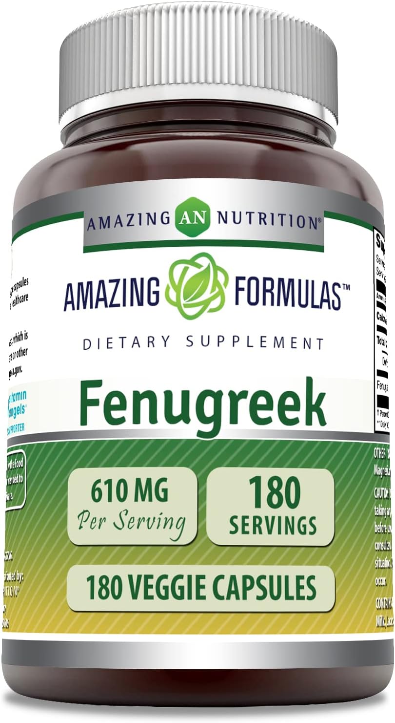 High-Quality Fenugreek Seed 610 Mg Capsules | 180 Veggie Capsules | Non-GMO, Gluten Free | Made in USA | Vegetarian Friendly