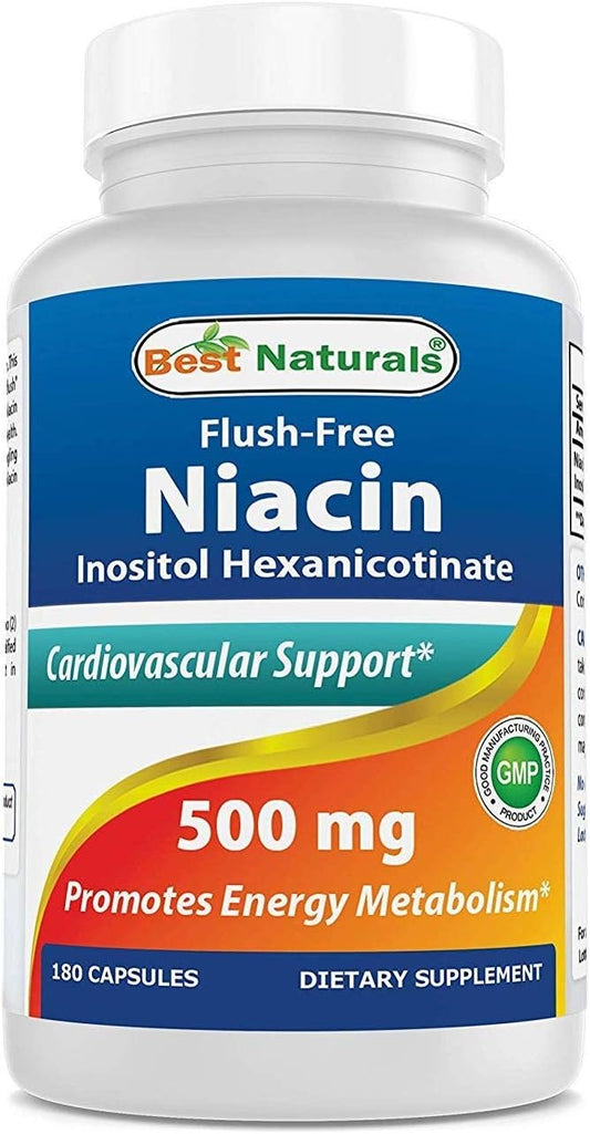 High-Quality Flush-Free Niacin Inositol Hexanicotinate 500mg - 180 Capsules